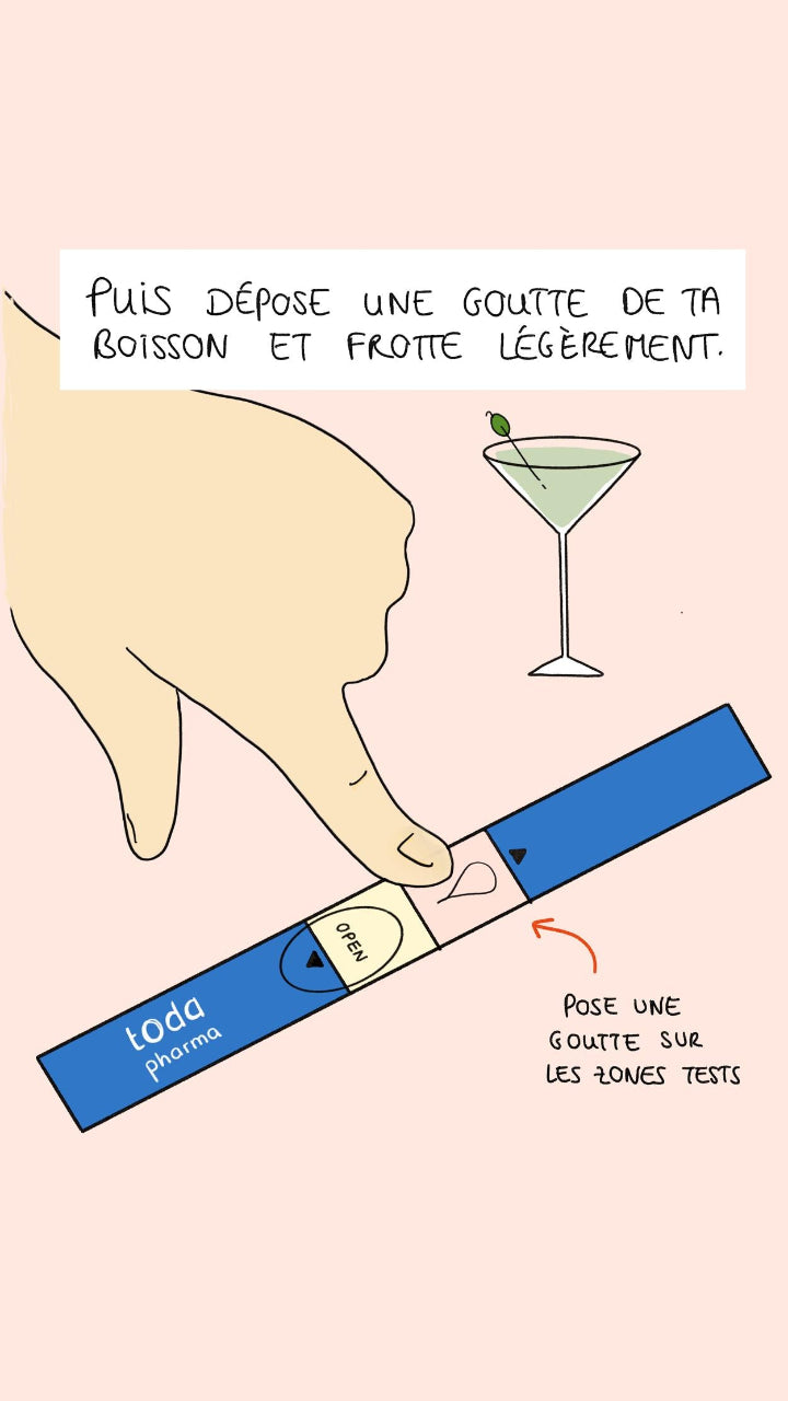 Mode d'emploi Bracelet détecteur ketamine GHB prévention soumission chimique outil sécurité personnel festif